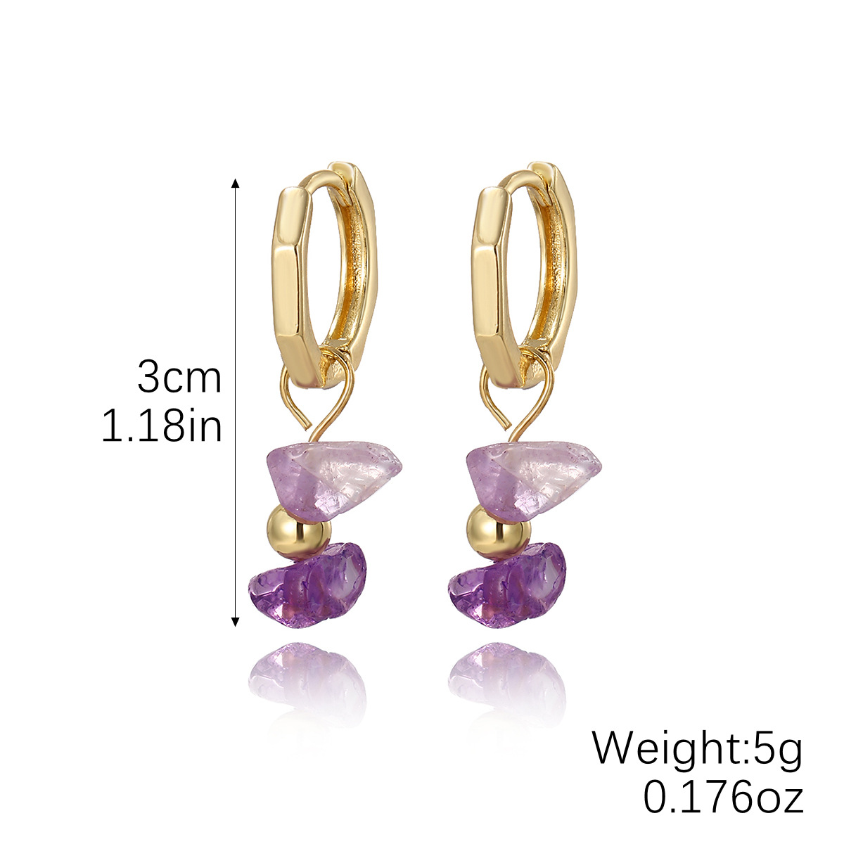 E2505-8 보라색 자갈 귀걸이