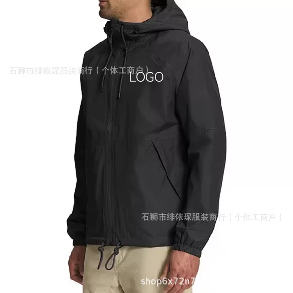2025 Classic Style Patchwork Solid Color Lightweight Hooded Windbreaker Jacket, Unisex Windproof Autumn Long-Sleeve Jacket