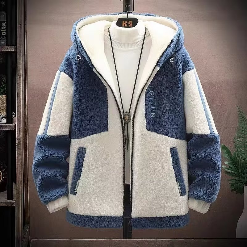 2023 chaqueta de lana de cordero hombres invierno suelta moda estudiantes de secundaria acolchada engrosada chaqueta de los hombres