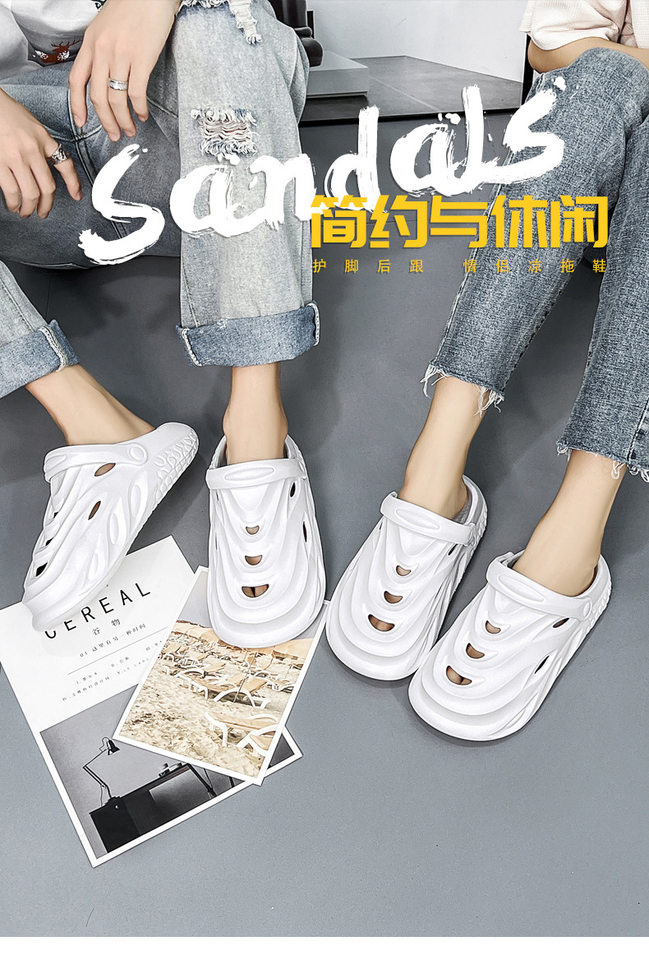 Dép sandal nam bít mũi lỗ thoáng khí kiểu thể thao đi biển — Màu be, Màu trắng, Màu đen, Xanh huỳnh quang chi tiết 1