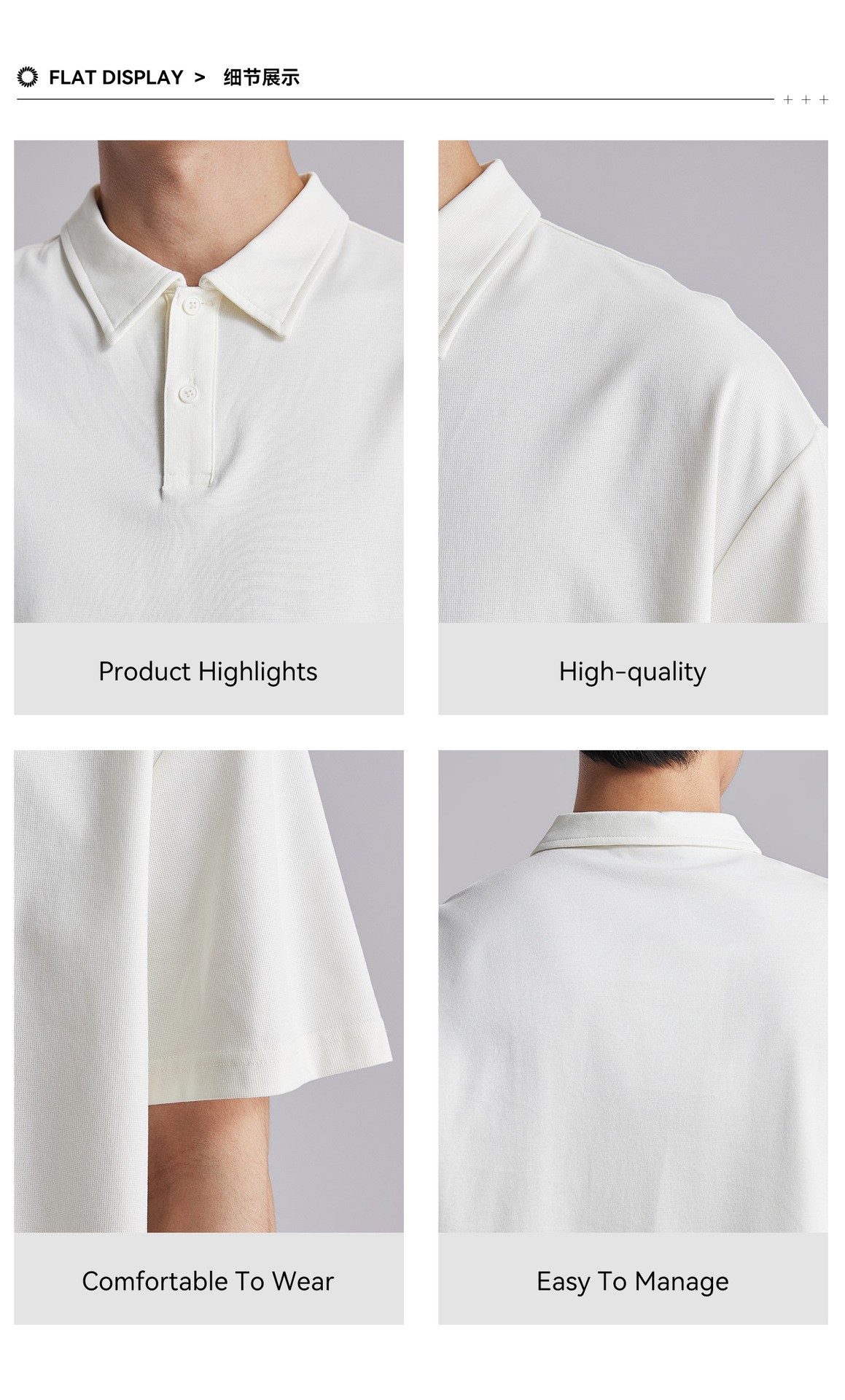 Áo polo nam cổ bẻ dáng rộng chất liệu cotton dày 220g, tay ngắn thoáng khí — đen chi tiết 6