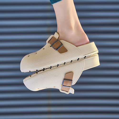 Boken Wind Tunnel Women's 2025 Summer New Outerwear Squeezing Sensation Thick Sole Anti-Slip Home Wearing Foot Cover Sandals