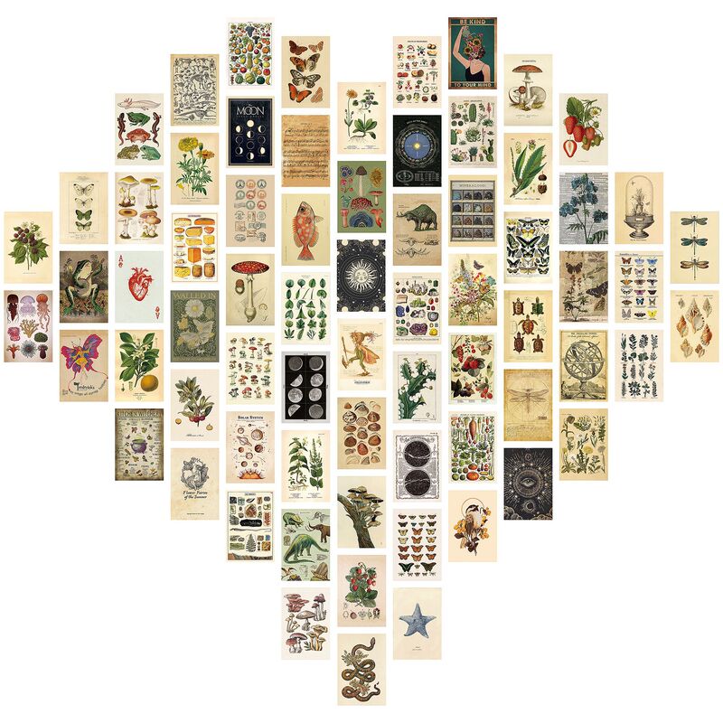 Amazon's New 50 Posters Cross-Border Best-Selling Postcards Poster Decorative Paintings Color Aesthetic Warm Beige Cards