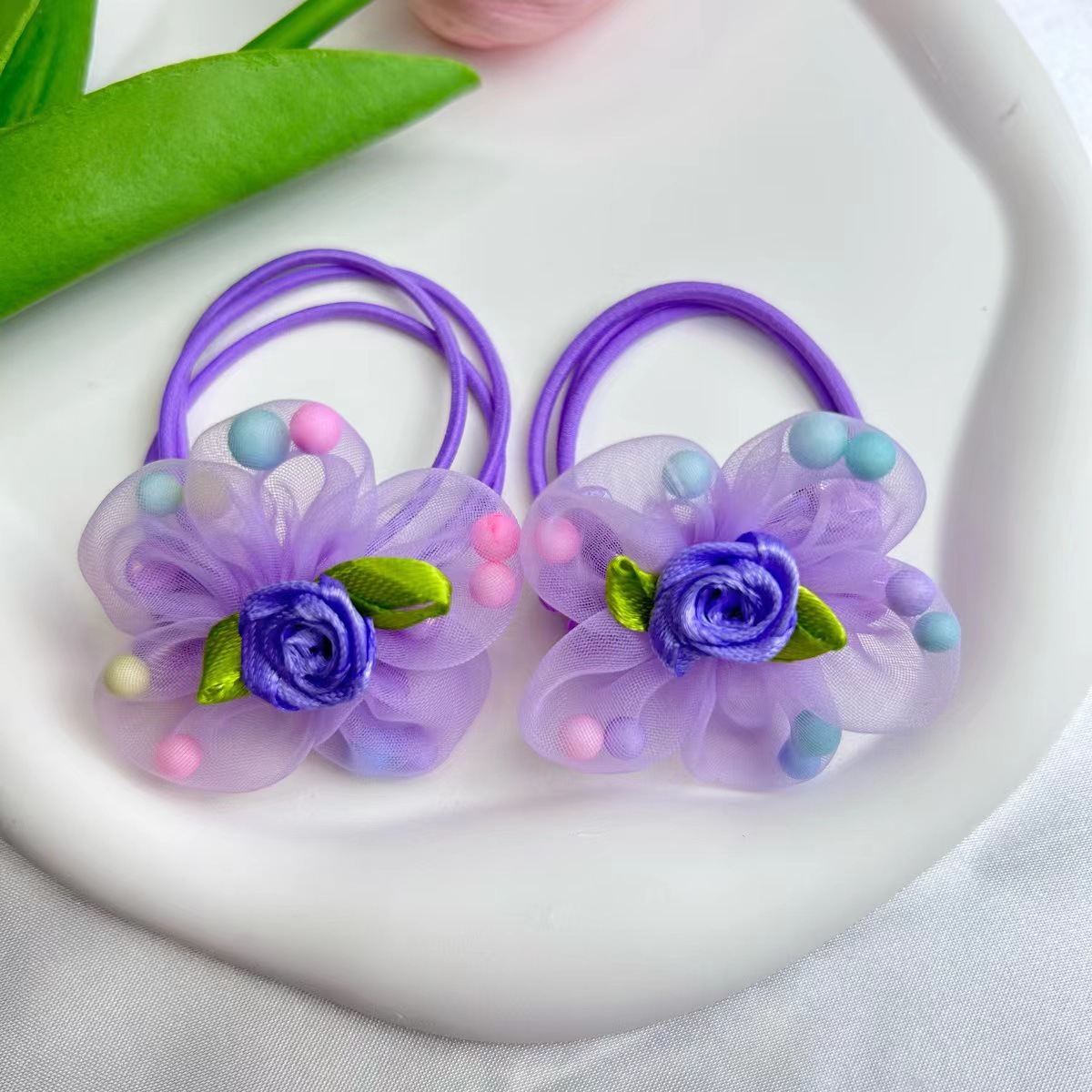 Ligas de Flores para El Cabello de Niñas de Tela