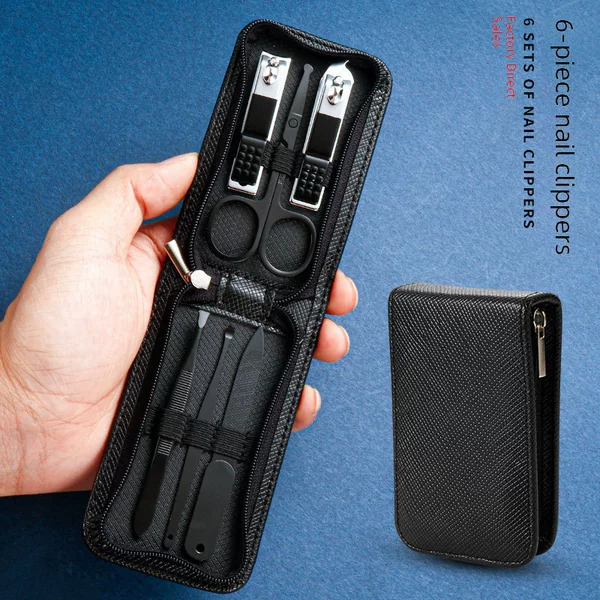 Black Nail Clipper Set 6 PCs Advanced Nail Clipper Manicure Set Portable Home Gift Nail Clipper Set