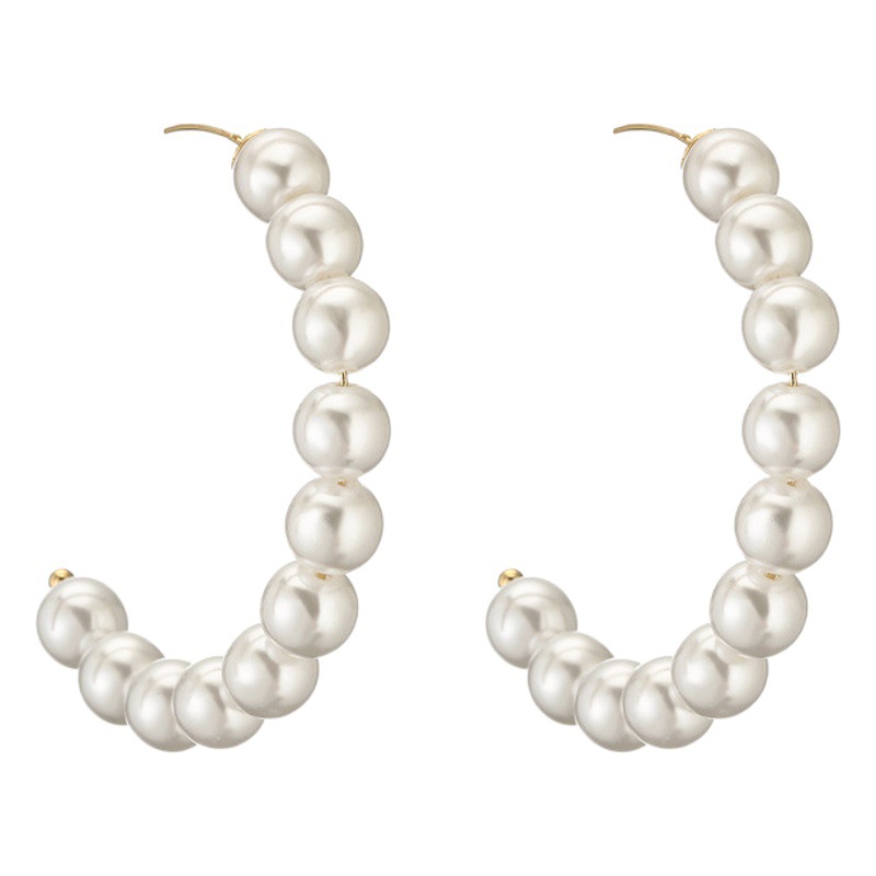 Cross-border Venta caliente pendientes de perlas geométricas ins estilo Luz de lujo elegante de lujo Chapado en cobre 14K pendientes de joyería de oro real al por mayor