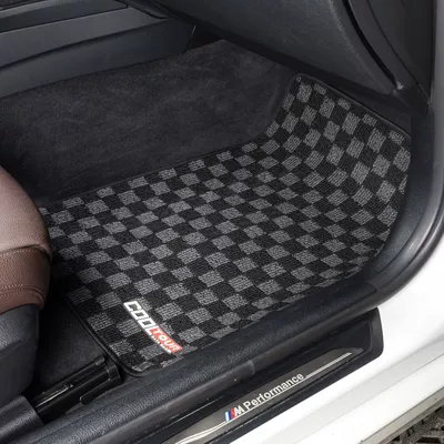 and wear-resistant, Universal Foot Pad - dark-gray-checkered-pattern-full-5-piece-set-for-the-vehicle