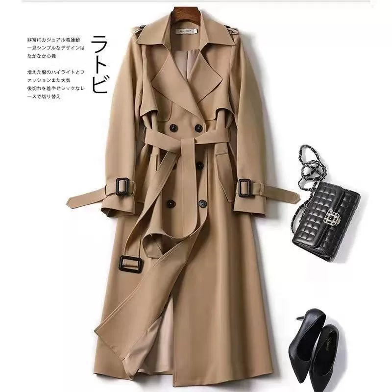 Длинное осеннееTrench coat, средняя длина, корейский стиль, плюс сайз, для подростков, британский стиль