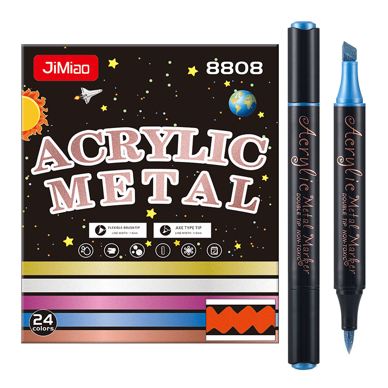 Lápiz de acrílico de doble cabeza resistente al agua lápiz de pintura metálica de color pintado graffiti lápiz de acrílico plegable en forma de hacha