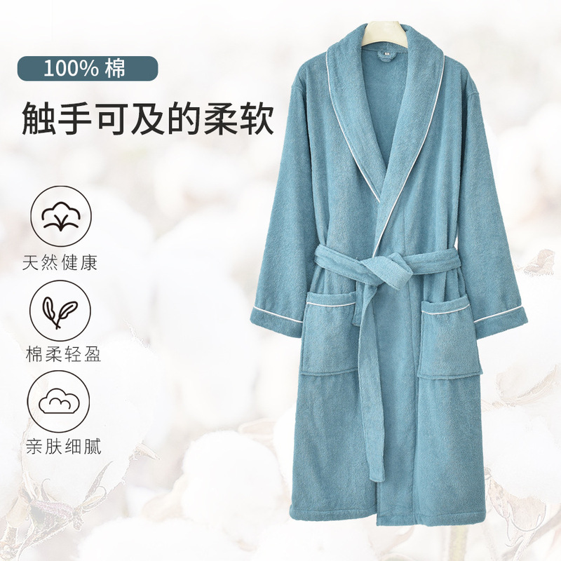 26 New Models of Pure Cotton All-Season Bathrobes, Towel Material, Warm and Absorbent Bathrobes, Home Clothes, Nightgowns, Men's and Women's Couple Models, Swimming