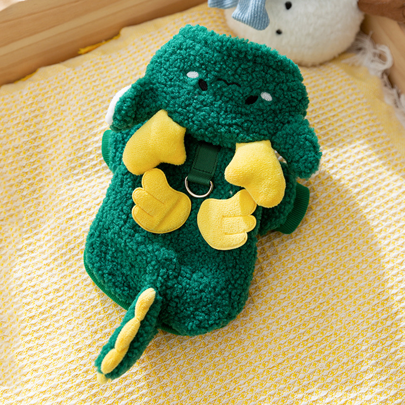 Otoño y invierno perros adorables elementos de danza de león encapuchados contrapeso chaqueta de terciopelo perros pequeños y medianos Teddy gato ropa de mascotas