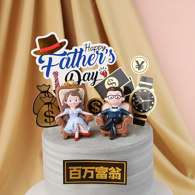 Baking Cake Decoration Father's Day Mother's Day Sofa Mom and Dad Decoration Birthday Dessert Dress-up Male God Queen