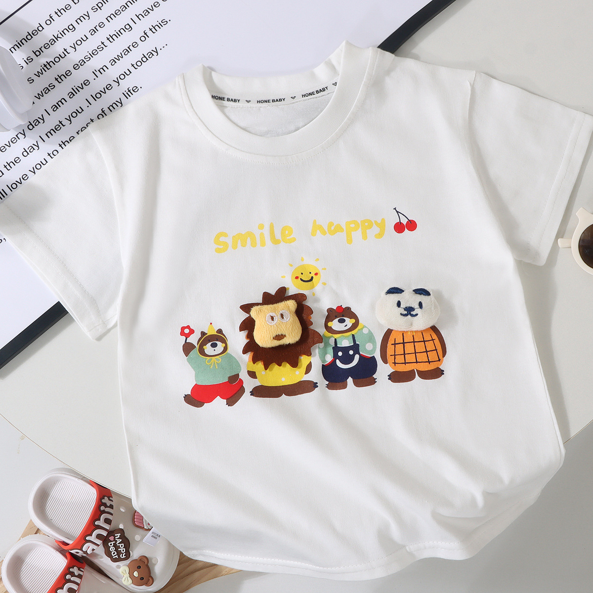 儿童夏季新款立体玩偶半袖印花百搭休闲洋气短袖卡通T恤