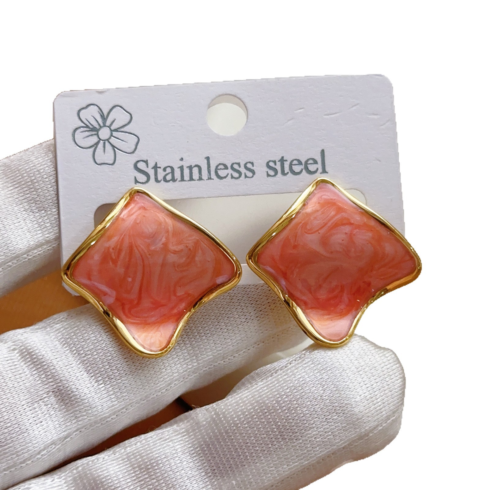 Venta caliente transfronteriza Pendientes cuadrados irregulares simples y de moda de acero inoxidable Pendientes de temperamento de diseño de nicho