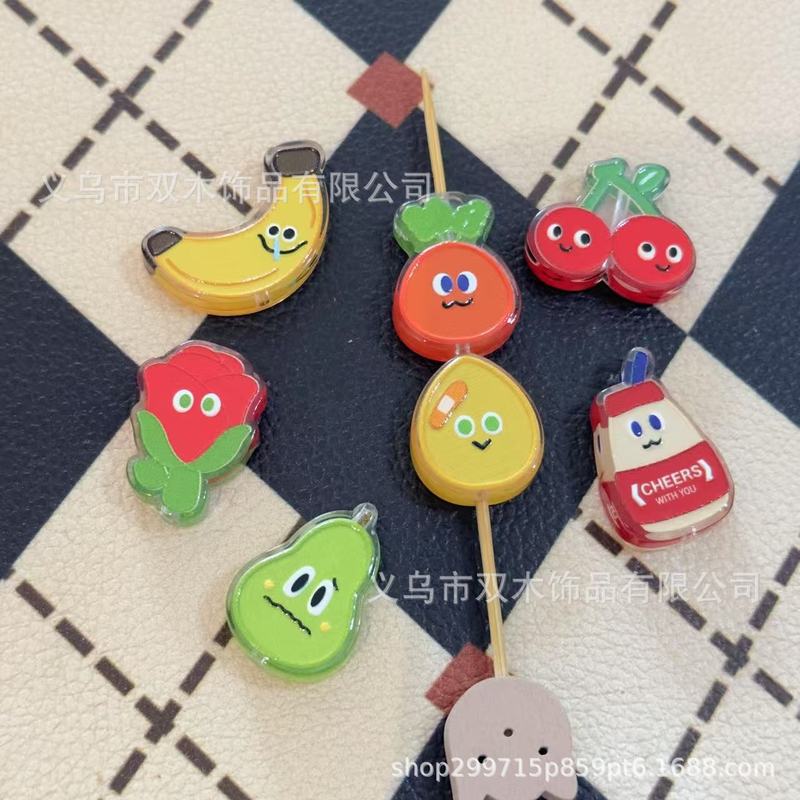 印花浮雕卡通五月天表情果蔬板材串珠 diy手链手机链包挂车挂配件|undefined