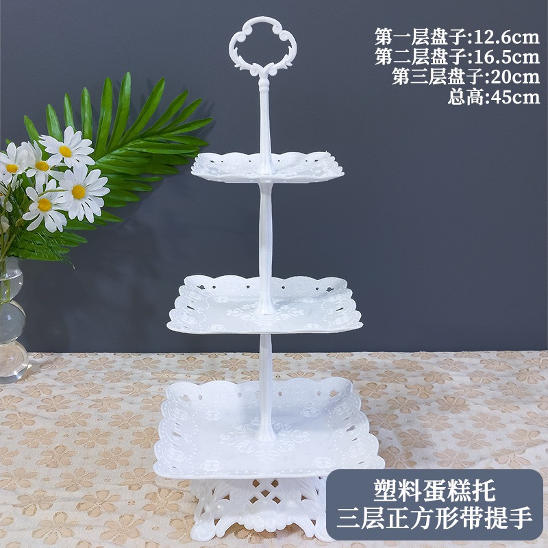 Decoración de postres de cumpleaños estante de exhibición de boda europea estante de frutas estante de pastel de plástico bandeja de bocadillos