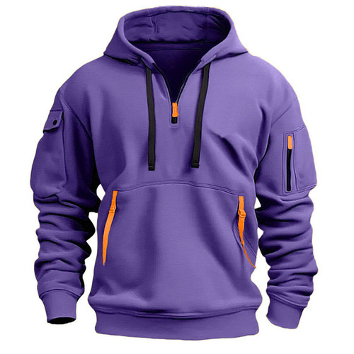 GEEDUP Cross-Border Spring and Autumn Men's Hooded Sweatshirt Zipper Multi-Pocket Pullover Shirt Men's Sports Casual Jacket