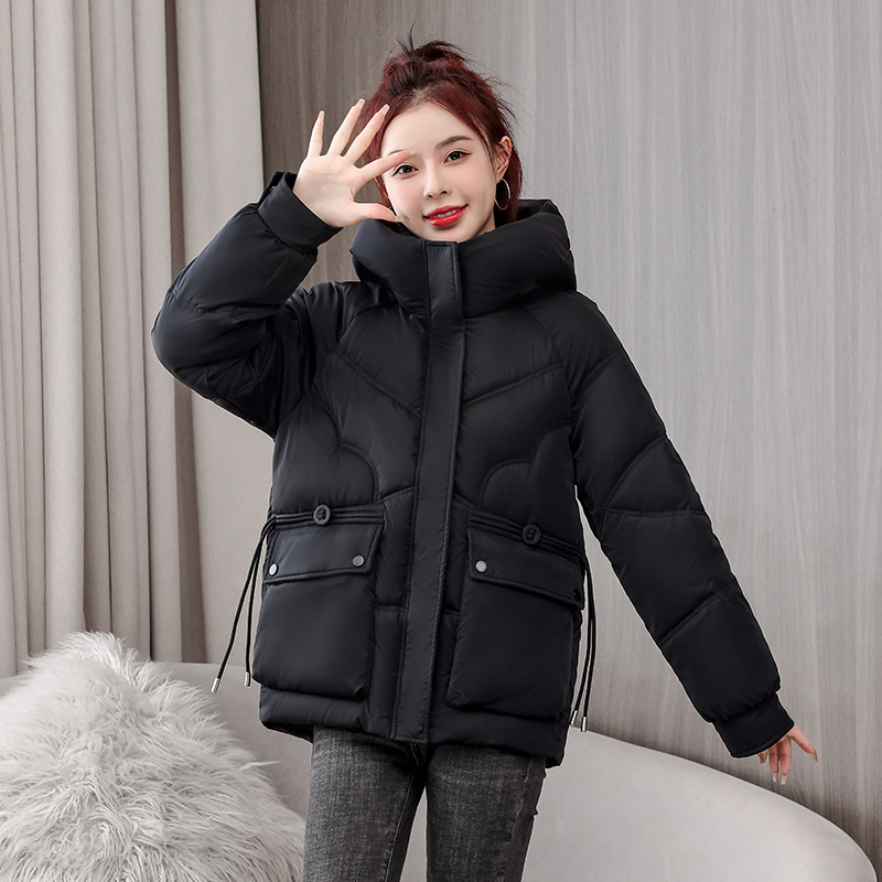 Chaqueta de algodón de plumón de estilo largo y medio, ropa de pan de moda coreana para estudiantes, ropa de algodón suelta y gruesa, chaqueta de algodón sin lavado.