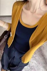 撞色背心开衫小外套两件套女2025夏季新款韩版时尚洋气显瘦上衣