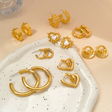 铜镀真金欧美个性简约金属冷淡风格耳环气质小众网红新款耳钉耳饰