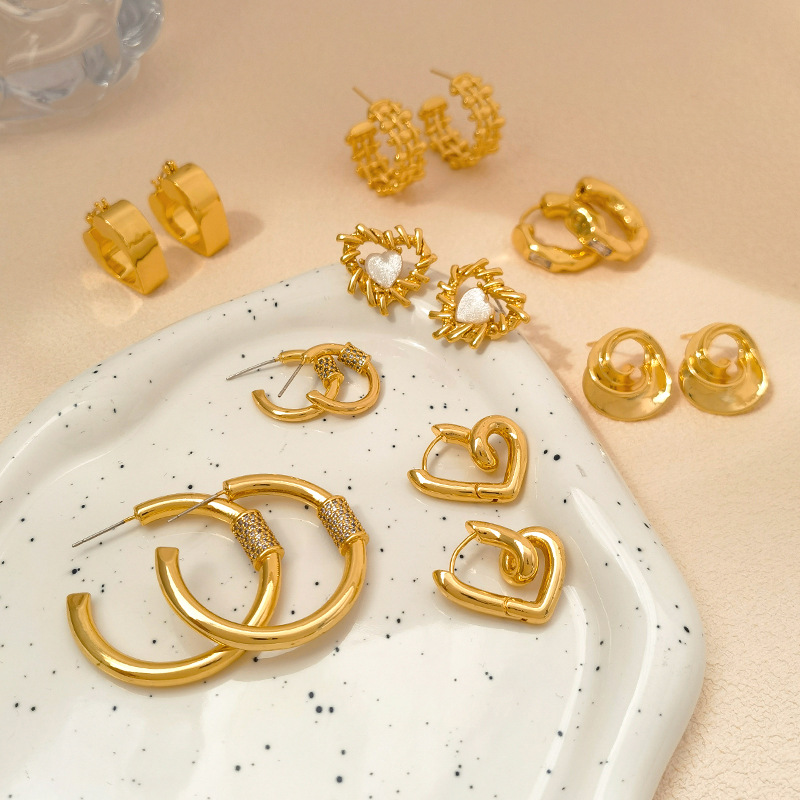 铜镀真金欧美个性简约金属冷淡风格耳环气质小众网红新款耳钉耳饰