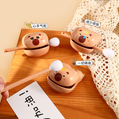 Creative emotional stability, Buddhist kapibala wooden fish ornaments, decompression toys, couple cartoon small gifts wholesale