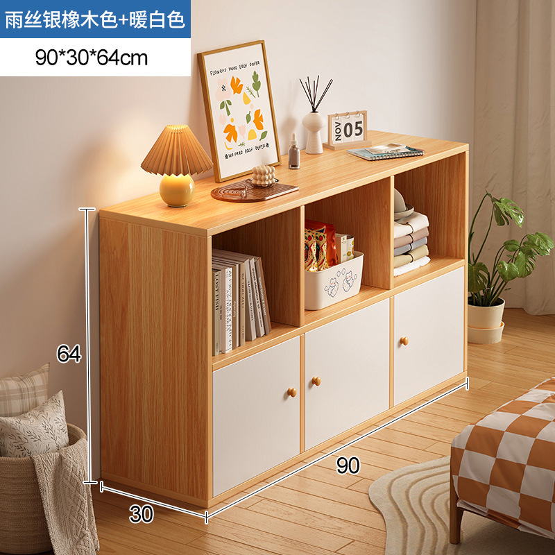 Estante de cosméticos de estilo crema, gabinete de rejilla de piso a techo lateral de mesa, gabinete de ocho compartillas, gabinete de almacenamiento de perfumes para productos para el cuidado de la piel