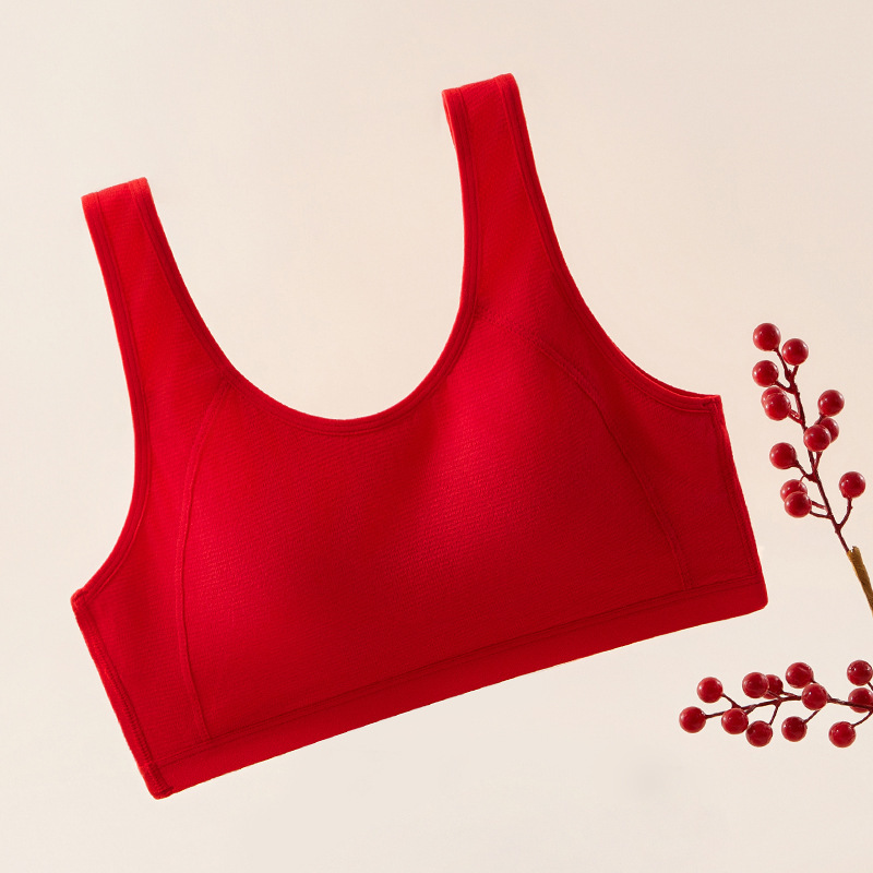 Children's Red Underwear Underwear Female Big Boy's Benmingyear Bra 13-year-old Girl's Developmental Primary School Student's Vest Pure Cotton