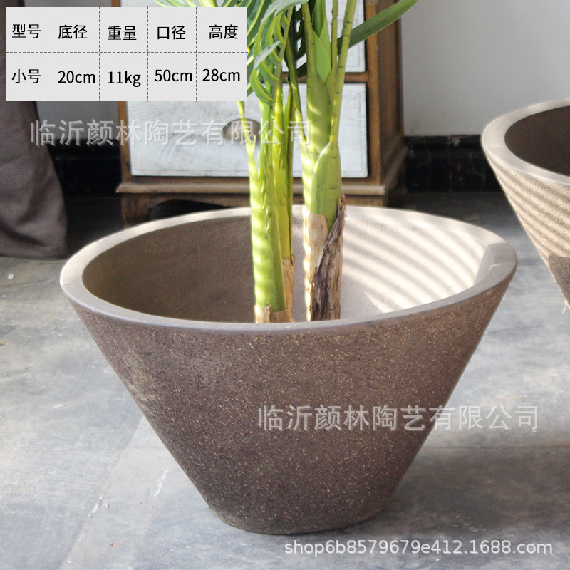 Flores de cuerno de boca gran maceta de cerámica gruesa combinación de paisaje gran diámetro mosaico gran maceta de paisaje gran maceta