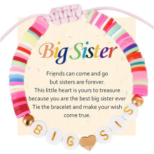 Friendship Bracelet Bohemian Colorful Clay Beads Letter Bracelet Colorful Love Gift Soft Ceramic Woven Bracelet
