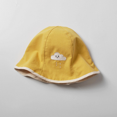 moinmlon Korean Edition Spring and summer girl cotton Visor Flaky clouds Embroidery baby Sunscreen Sun hat baby Bucket hats