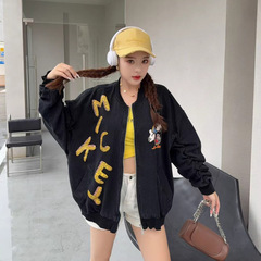 欧货潮牌米奇四宫格棒球服外套女2025春装宽松设计感百搭夹克上衣