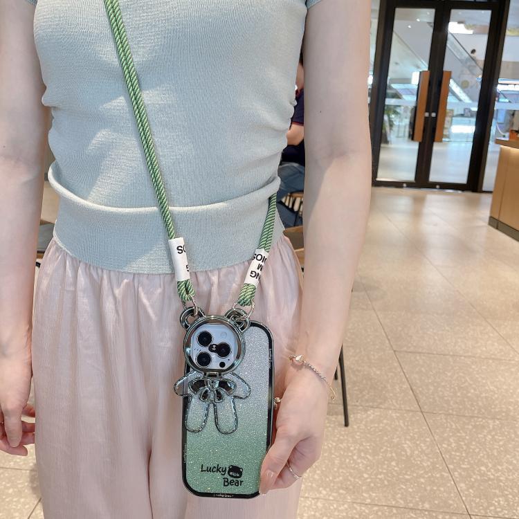 Oso electrochapado brillo 15PROMAX nuevo iPhone12/11 crossbody para Apple 13Pro teléfono caso 14