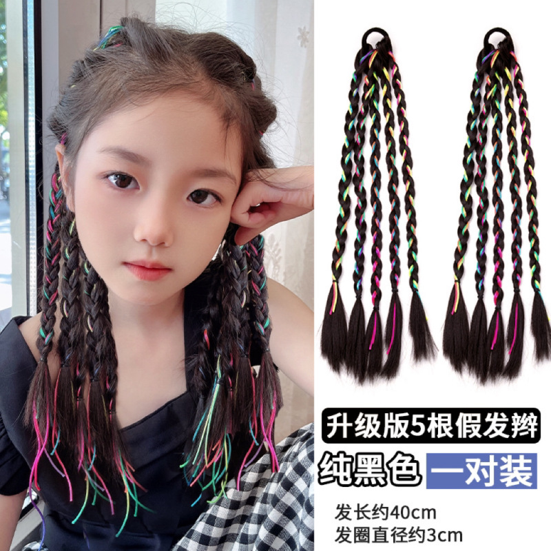 工場直販子供用ウィッグ、女性用蝶結び三つ編み、人工毛束、ボールヘッド、フィッシュボーン三つ編み、ベビーライティングウィッグ|undefined