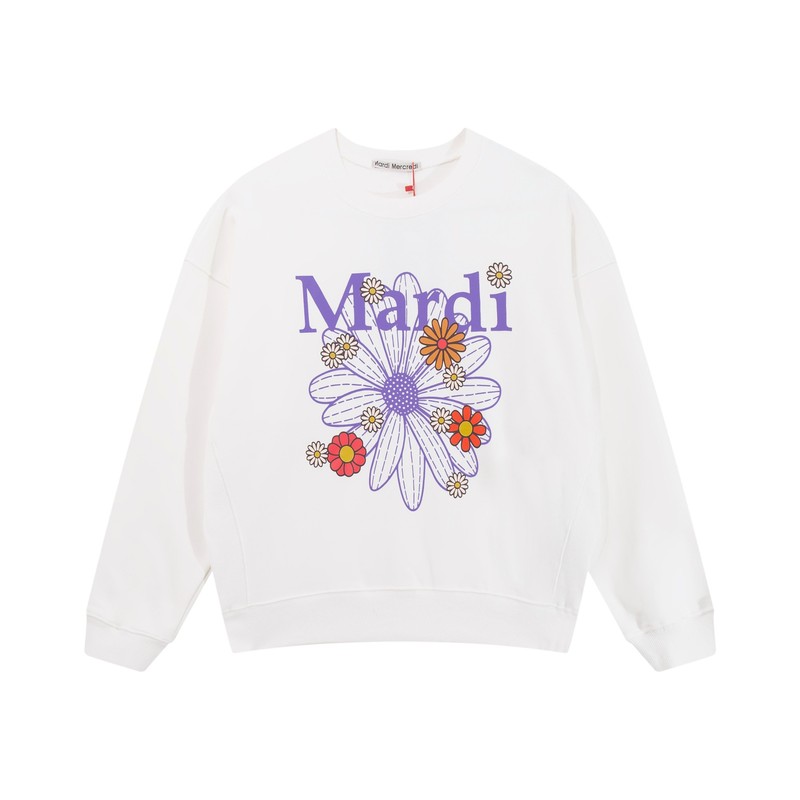 现货代发韩国潮牌Mardi卫衣女小雏菊印花刺绣圆领上衣金高银同款|undefined