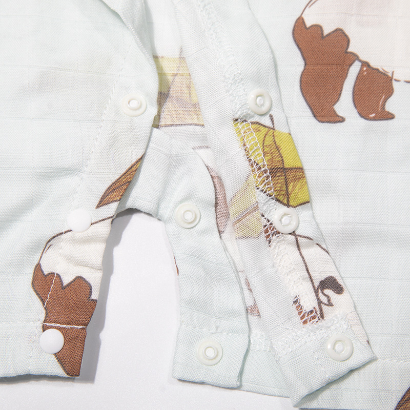 Ropa de gatear para bebés y niños, kimono de manga corta para bebés de verano, mameluco con impresión de tela de hilo de algodón de bambú suave y transpirable, una clase