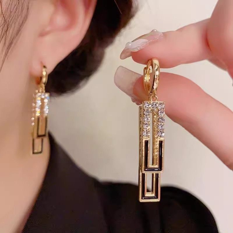 Rectangular fashionable elegant geometric earrings