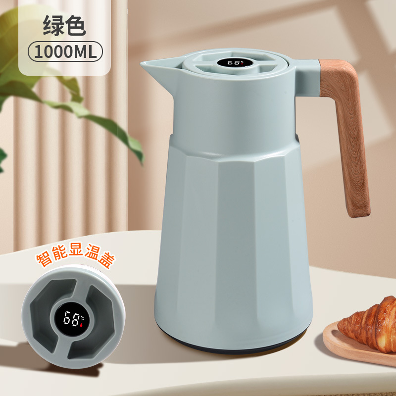 跨境大容量保温壶家用玻璃内胆保温水壶高颜值数显菱形木纹热水壶|undefined