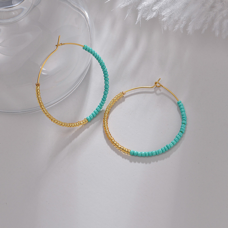 1 Pair Quantity Holiday, Daily Occasion 304 Stainless Steel Material 1 Pair IG Style Geometric Solid Color 304 Stainless Steel Hoop Earrings