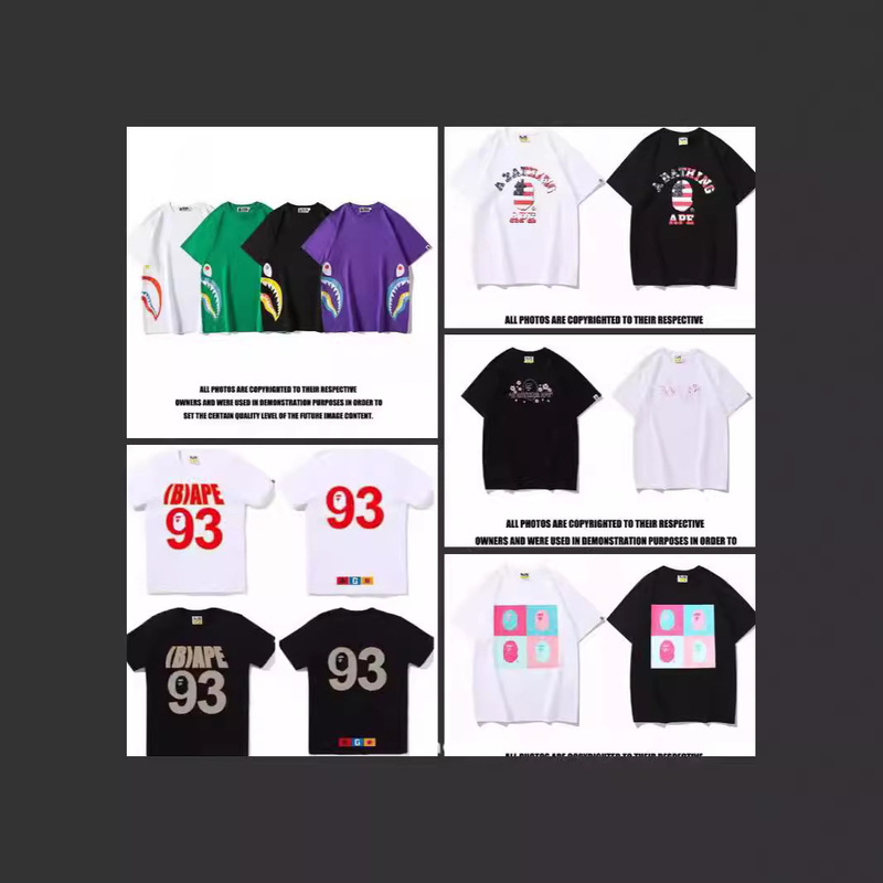 2024 Wholesale Cross-border Summer Casual VersaTile bape New Men's and Women's PrinTed Casual ShorT-sleeved T-shirT SporTs VesT