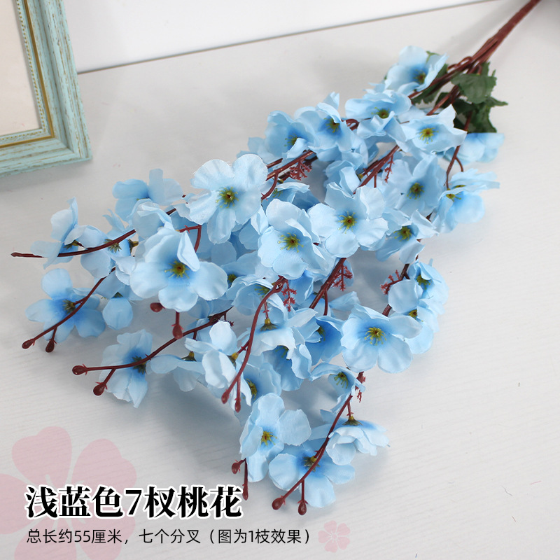 Flor de melocotón artificial rama falsa flor de ciruelo flor de cerezo rama sala de estar decoración Flor de seda boda flor falsa Flor de plástico ingeniería especial flor seca