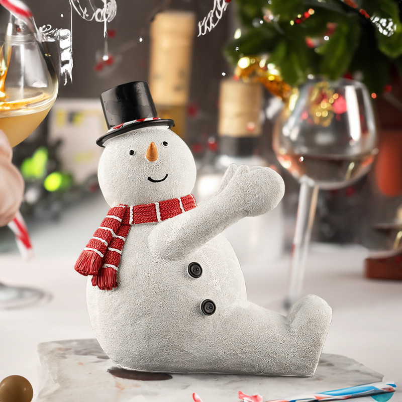  new creative Nordic Christmas Snowman bear resin wine rack decoration living room dining table wine cabinet decoration