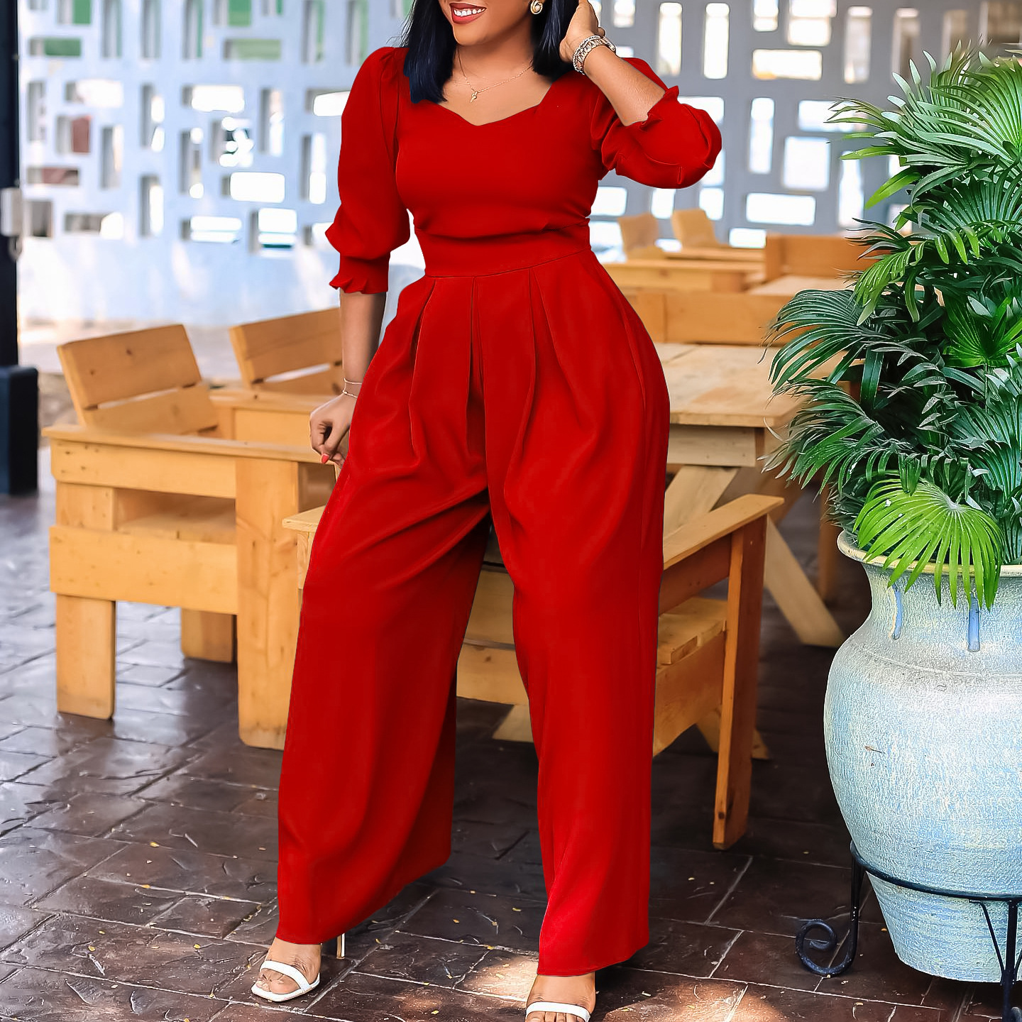Damen Jumpsuit Langarm Lässig Weites Bein Für Den Winter_voghion.com