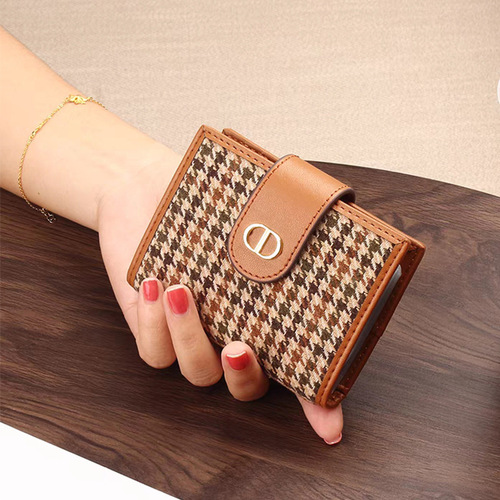 Houndstooth microfiber anti-degaussing card holder for women large-capacity card holder wallet all-in-one compact card holder driver's license holder