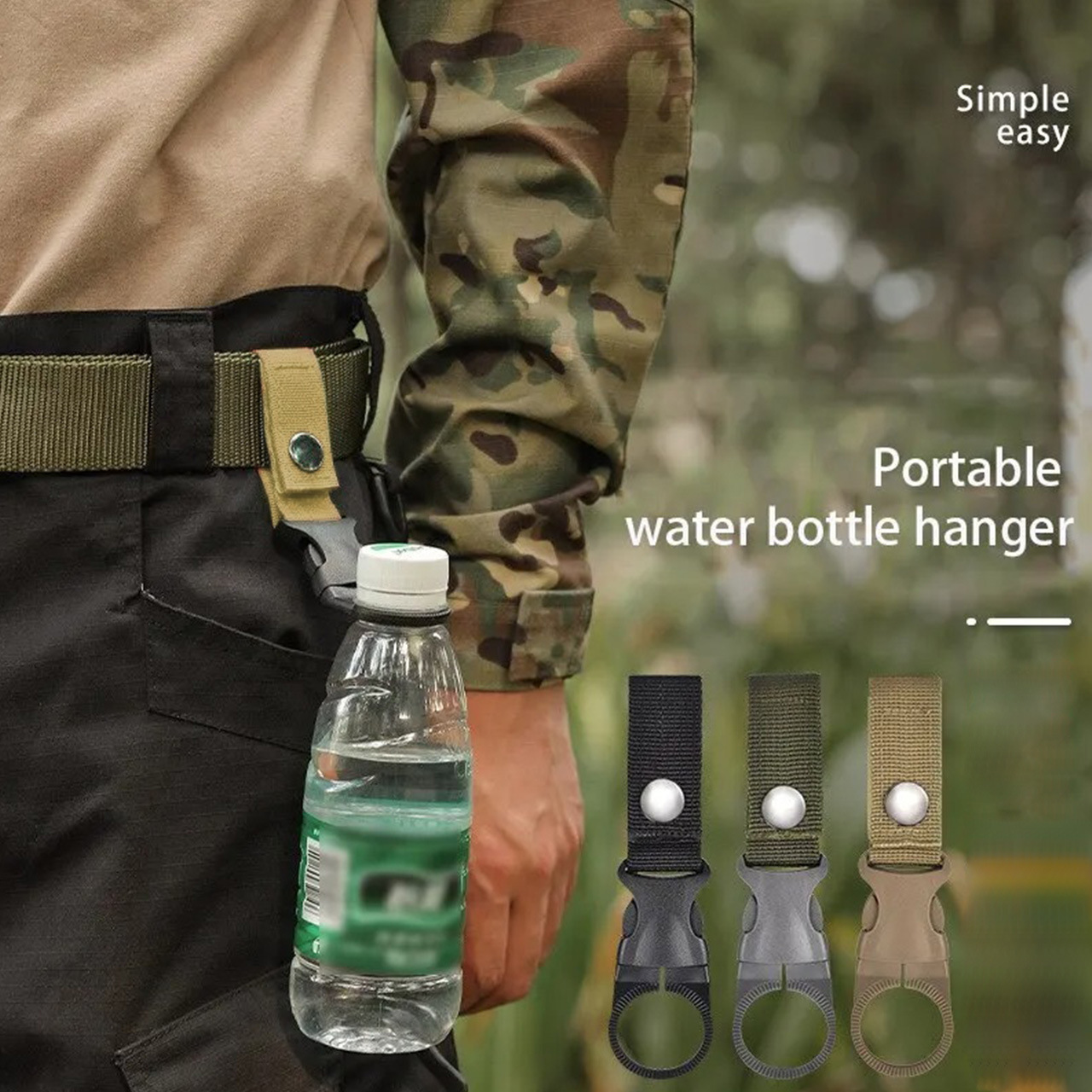 Outdoor Tactical Nylon Webbing Water Bottle Buckle, Multi-Functional Carabiner, Portable Water Bottle Quick-Hook Mineral Water Clip Buckle