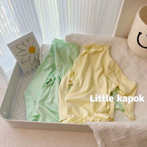 Autumn and winter new children's bottoming shirts for boys and girls, half-turtle collar tops with earrings, versatile lace long sleeves, one-piece drop shipping