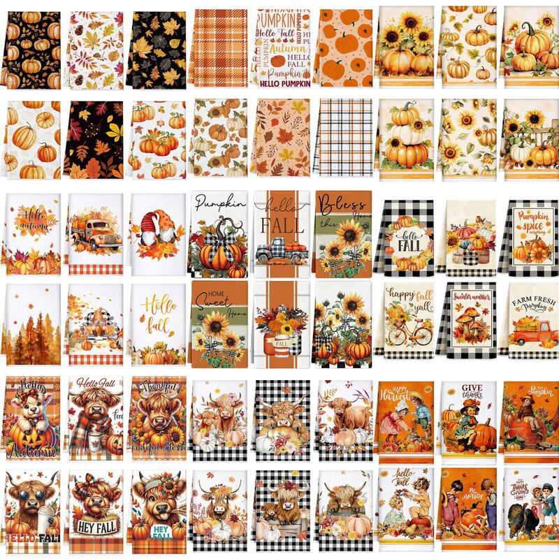 Cross-Border New Style Pumpkin Maple Leaf Elf Thanksgiving Towel Autumn Decoration Kitchen Restaurant Absorbent Durable Dish Towel Cross-Border New Style Pumpkin Maple Leaf Elf Thanksgiving Towel Autumn Decoration Kitchen Restaurant Absorbent Durable Dish Towel