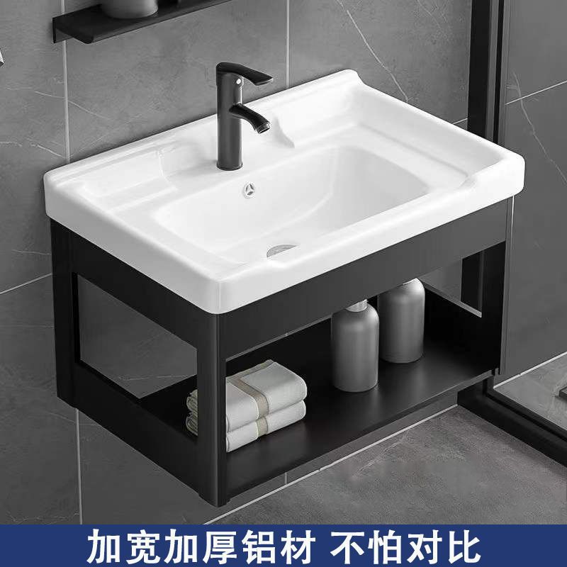 Balcony Small Washbasin Bathroom Ceramic Washstand American Light Luxury Gray Bathroom Cabinet