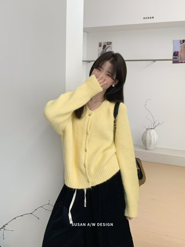 苏珊 2025秋冬新款韩系简约风毛衣外套软糯针织开衫毛衣女60650|undefined