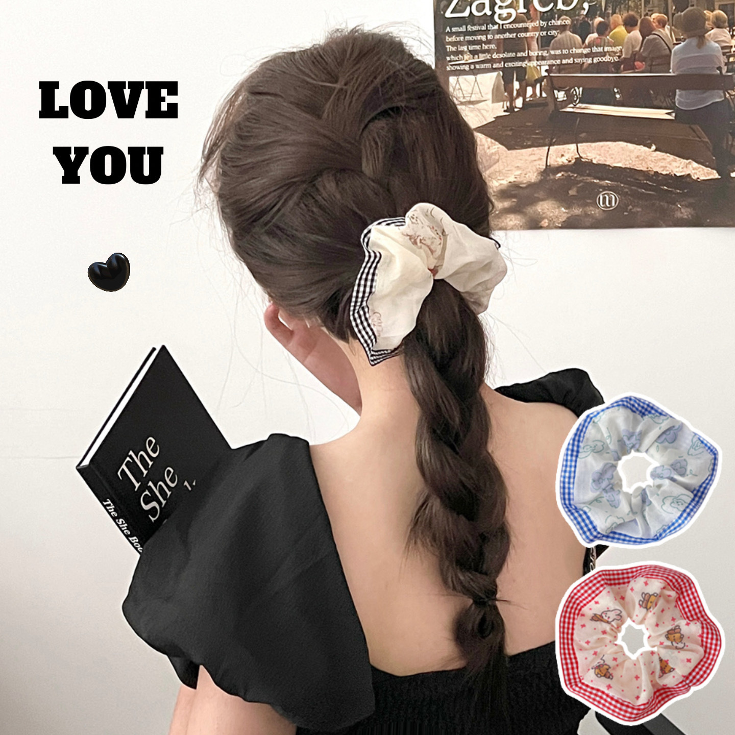 Retro retrogrado anillo de cabello intestino dulce pequeña flor triturada cordón de cabello de la niña de cabello al por mayor de la cola de caballo